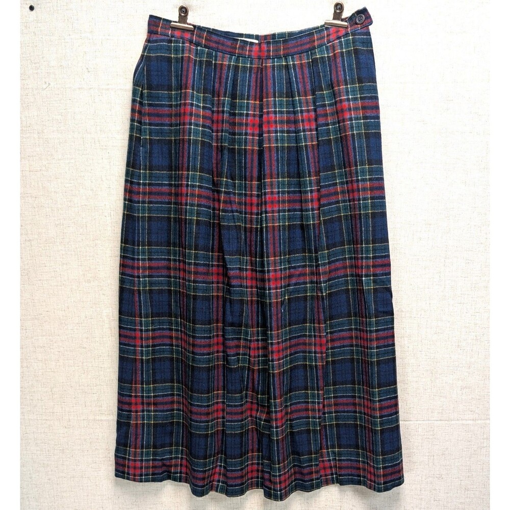 Vintage Pendleton Allison Tartan 100% Virgin Wool Plaid Pleated Skirt Size 10